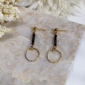 Ohrringe GOLDEN CIRCLE aus facettiertem Onyx