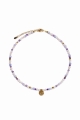  FISCHE Sternzeichen-Halskette – Amethyst, Mondstein, Jadeit