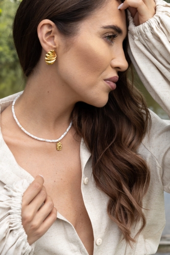 Halskette Stella aus weißem Perlmutt