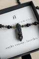Lange Herrenkette INTUITION UND MUT aus schwarzem Onyx und Larvikit