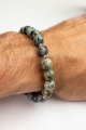 Talisman-Armband Schutz für Reisende – Herrenarmband aus Afrikanischem Türkis, Hämatit und Larvikit