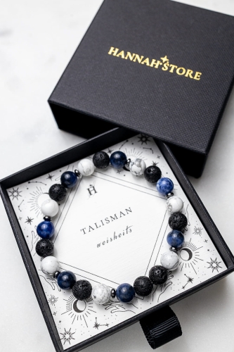 Talisman-Armband Weisheit – Herrenarmband aus Sodalith, Vulkangestein und Howlith