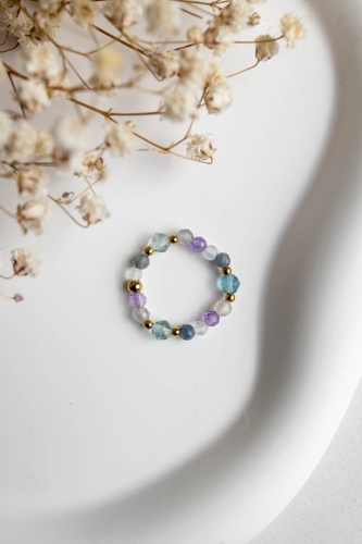 Ring des Elements LUFT – Saphir, Fluorit, Amethyst, Labradorit