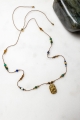 Halskette auf Faden AMULETT des Mutes und Selbstvertrauens – Tigerauge, Lapislazuli, Malachit