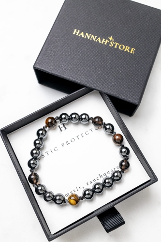 Herrenarmband MYSTIC PROTECTOR aus Hämatit, Rauchquarz und Tigerauge