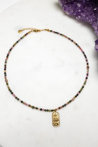 HALSKETTE ZAIRA aus mehrfarbigem Turmalin