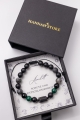 Amulett des SCHUTZES UND DER ENTSCHLOSSENHEIT – Herrenarmband aus Turmalin, Malachit, Larvikit und Onyx