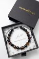 Amulett des UNBEUGSAMEN WILLENS – Herrenarmband aus Granat, Tigerauge, Bronzit und Onyx.