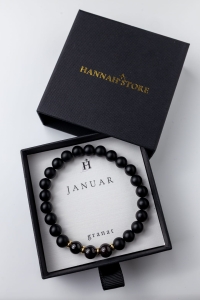 Armband JANUAR – Birth Stone Men – Granat & Onyx