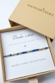 DANKE SCHÖN – Morsecode-Armband mit Lapis Lazuli und Fluorit