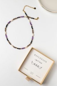 ENGELSZAHLEN-HALSKETTE REFLEXION – Turmalin, Rauchquarz, Amethyst