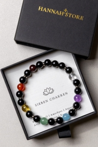 SIEBEN CHAKREN – Herrenarmband auf Elastikband mit Natursteinen