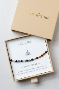Armband SIEBEN CHAKREN – Roter Achat, Karneol, Citrin, Malachit, Aquamarin, Amethyst, Bergkristall