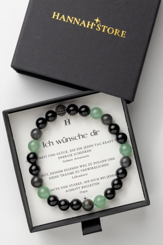 Herrenarmband „Ich wünsche dir“ – Aventurin, Labradorit, Onyx 
