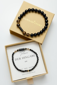 Talismane der HINGABE für Paare aus Onyx, Bronzit und Rauchquarz