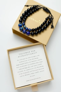Talismane der AUFRICHTIGKEIT für Paare aus Onyx und Lapislazuli mit magnetischem Verschluss
