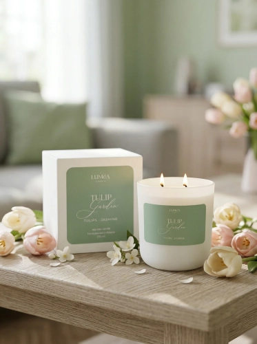 Tulip Garden – Sojakerze Luméa Candle mit dem Duft von Tulpen und Jasmin
