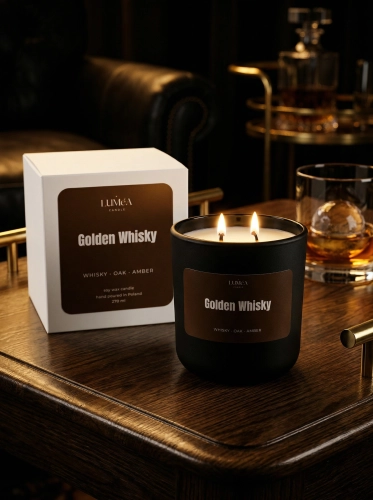 Golden Whisky - Sojakerze Luméa Candle mit dem Duft von Whisky, Eiche und Amber