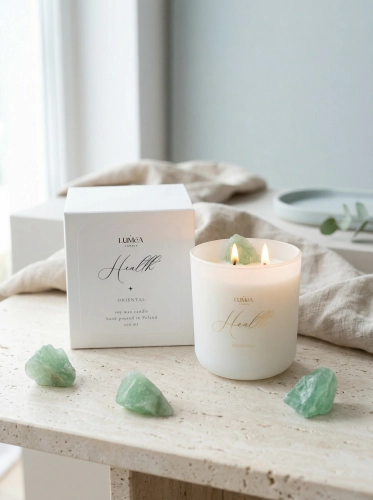 Light of HEALTH – Sojakerze Luméa Candle mit Fluorit