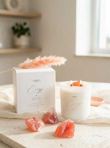 Light of ENERGY – Sojakerze Luméa Candle mit Wassermelonenquarz