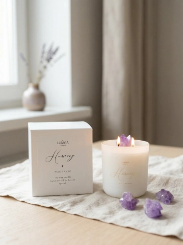 Light of HARMONY – Sojakerze Luméa Candle mit Amethyst