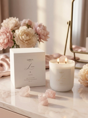 Light of LOVE – Sojakerze Luméa Candle mit Rosenquarz