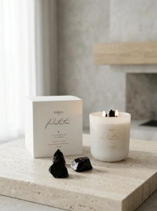 Light of PROTECTION – Sojakerze Luméa Candle mit Obsidian