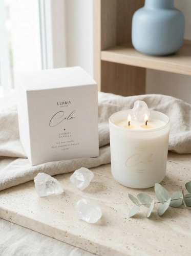 Light of CALM – Sojakerze Luméa Candle mit Milchquarz