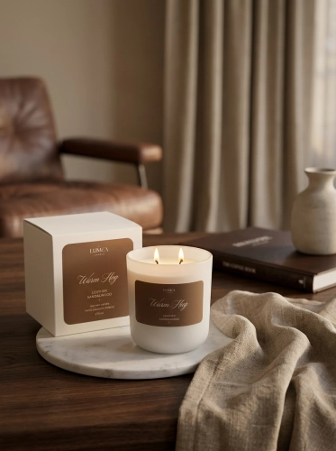 Warm Hug – luxuriöse Sojakerze von Luméa Candle mit dem Duft von Kaminholz und Vanille