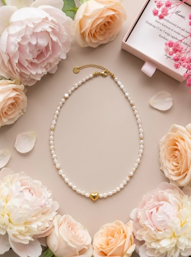 Halskette LIORA – natürliche Perlen & Herz-Zwischenelement
