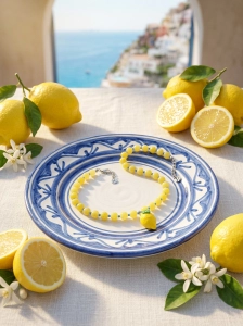 Halskette Limone Capri Sweet Summer – Jadeit & Zitronen-Anhänger