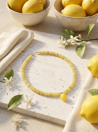 Halskette Limone Amalfi Sweet Summer – Jadeit & Zitronen-Anhänger