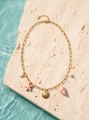 Halskette Marina Pink aus Naturperlen, keramischen Muscheln und Edelstahl