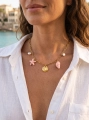 Halskette Marina Pink aus Naturperlen, keramischen Muscheln und Edelstahl