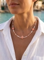 Halskette NERINA Pink aus Perlmutt, Jadeiten und Keramikmuscheln