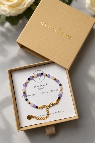 WAAGE Premium – Sternzeichen-Armband – Jadeit, Rosenquarz, Saphir