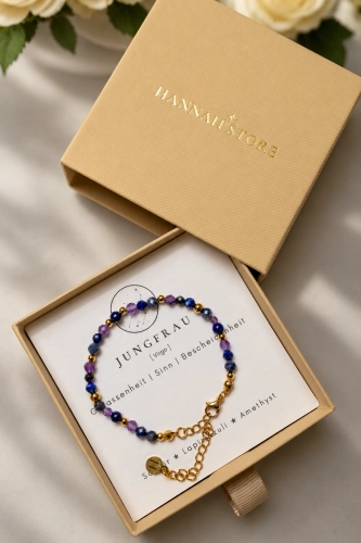 JUNGFRAU Premium – Sternzeichen-Armband – Amethyst, Saphir, Lapislazuli