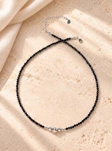 Halskette Essentia Black and silver  – Schwarzer Turmalin