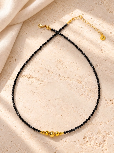 Halskette Essentia black and gold – Schwarzer Turmalin