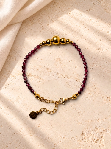 Armband Essentia Garnet and gold - Granat 