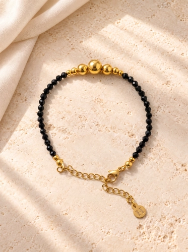 Armband Essentia Black and gold – Schwarzer Turmalin